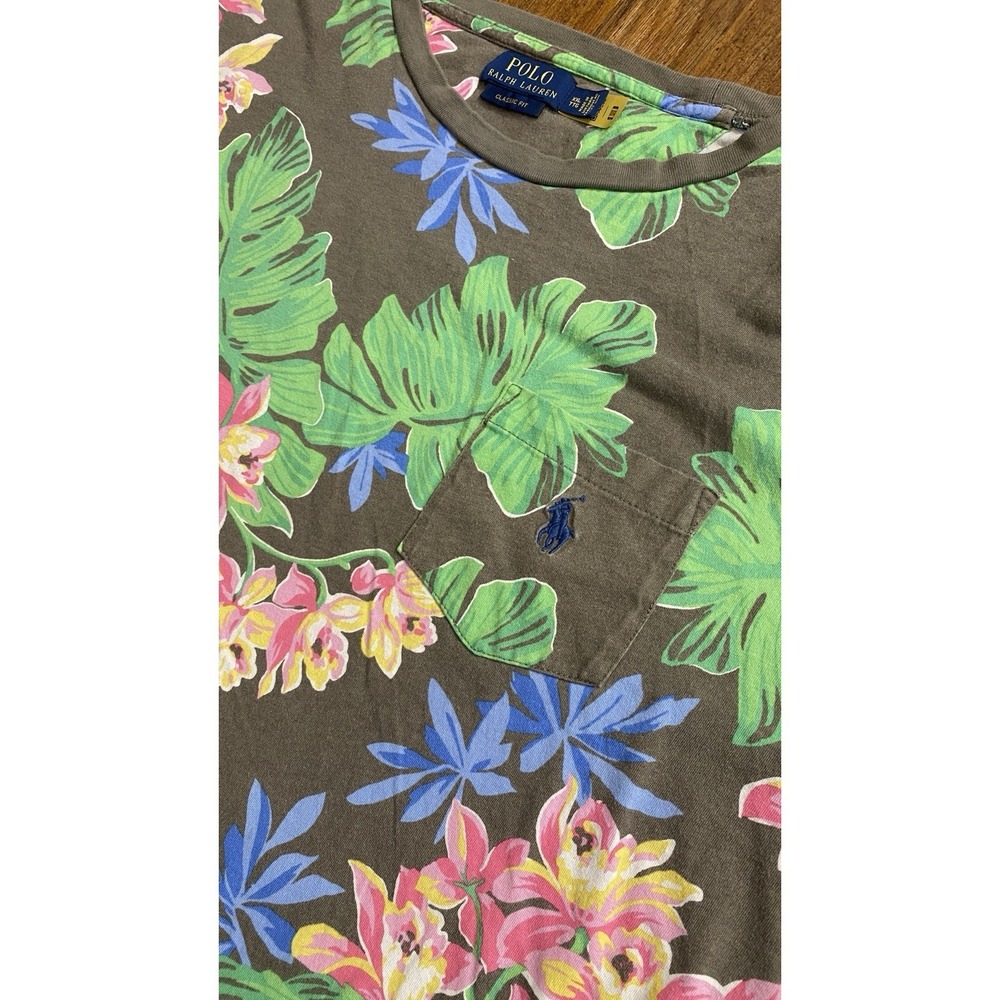 Polo Ralph Lauren‎ Shirt Mens 2XL Classic Fit Tropical Hawaiian Beach Pocket Tee